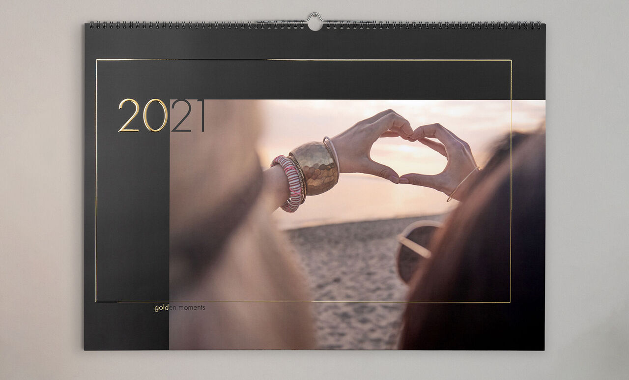 A2 Photo Calendar with Gold Highlights